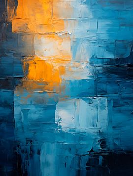 Harmonie van Blauw en Oranje: Abstracte Reflectie van Maarten Knops