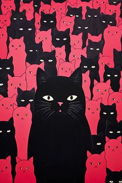 Black and Pink cats by haroulita