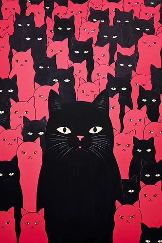 Chats noirs et roses