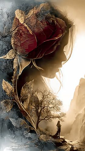 roos in rood, zwart of goud