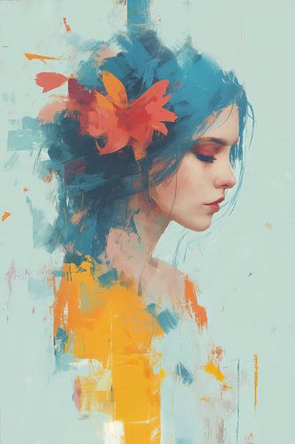 Portrait abstrait aux couleurs fluides no.10
