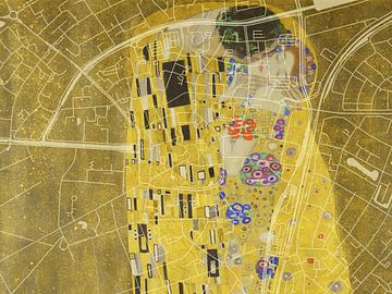 Carte de Assen Centrum avec le Baiser de Gustav Klimt sur Map Art Studio