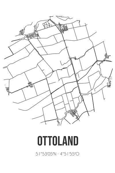 Ottoland (South-Holland) | Map | Black and White by Prints of Place