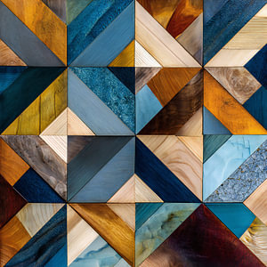 Mosaik aus Holz und Stein