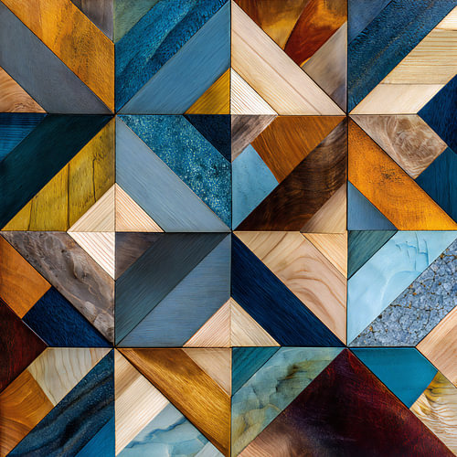 Mosaik aus Holz und Stein