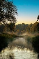 Lever de soleil sur les champs de ruissellement à Münster, Rhénanie-du-Nord-Westphalie.
