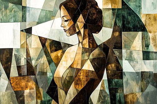 Abstract vrouwelijk portret kunstwerk