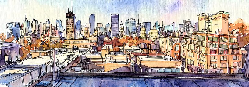 Watercolor panorama from a sketch album, by Ariadna de Raadt-Goldberg