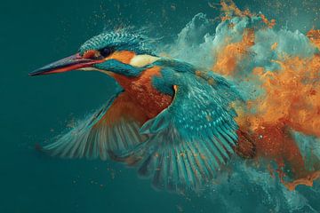 Eisvogel im explosiven Flug