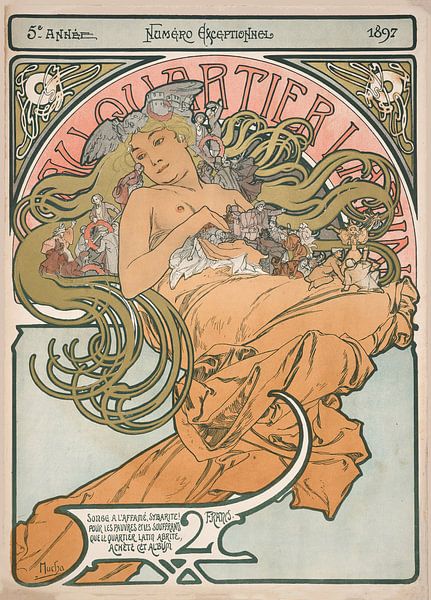 Au Quartier Latin (1897) by Alphonse Mucha by Peter Balan