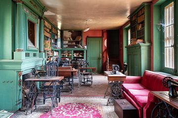 Sewing machines in Abandoned Library. by Roman Robroek - Photos of Abandoned Buildings