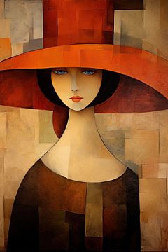 Woman with Hat 53.76 by Blikvanger Schilderijen