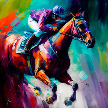 Impressionistisch schilderij van de paardensport. Deel 2 van Maarten Knops