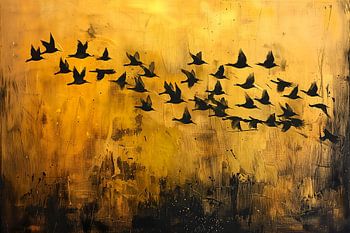 Bird Painting | Painting Black Gold | Plexiglas