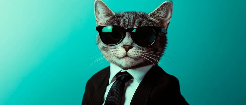 Stylish cat in a suit with sunglasses by Poster Art Shop