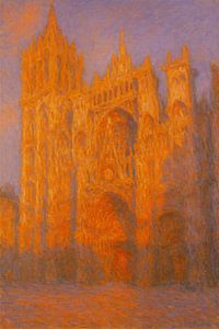 Die Kathedrale von Rouen bei Sonnenuntergang - ein von Monet inspirierter feuriger Impressionist