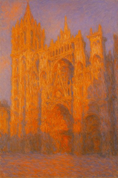 Die Kathedrale von Rouen bei Sonnenuntergang - ein von Monet inspirierter feuriger Impressionist von Travel Shop