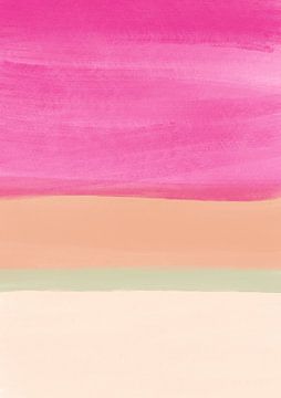 Lines in pink and beige - abstract by Bainai