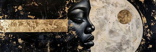 Afrikanisches Panoramaporträt und abstrakte Kunst