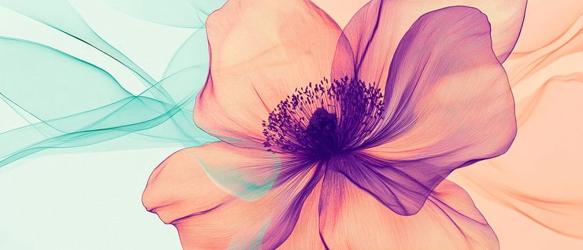 Delicate bloem in zachte pastelkleuren van Poster Art Shop