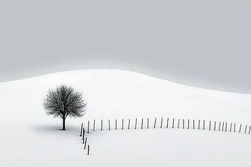 Ein Baum, ein Zaun und die unendliche Winterstille