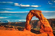 Laat zonlicht op Delicate Arch, Utah van Rietje Bulthuis thumbnail