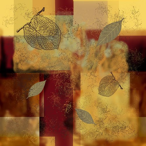 Autumn leaves in warm earth tones – Abstract mixed-media collage by MFO_Art