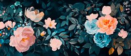 Splendour of flowers on a dark background by Poster Art Shop