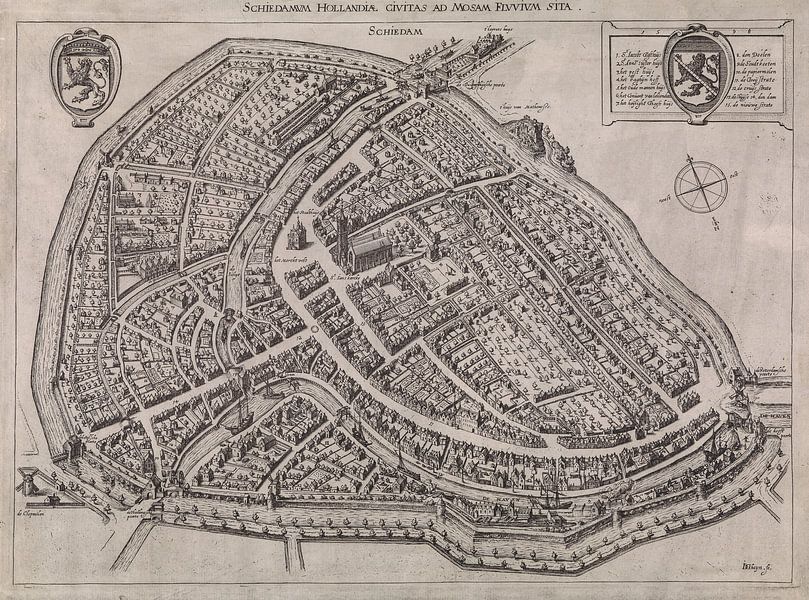 Ancienne carte de Schiedam datant d'environ 1600. par Gert Hilbink