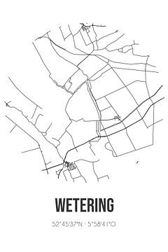 Wetering (Overijssel) | Carte | Noir et blanc sur Rezona
