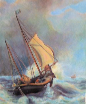 Fishing boat with storm at sea by fdgArtworks