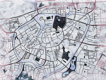 Kaart van Breda centrum in de stijl 'White Winter' van Maporia