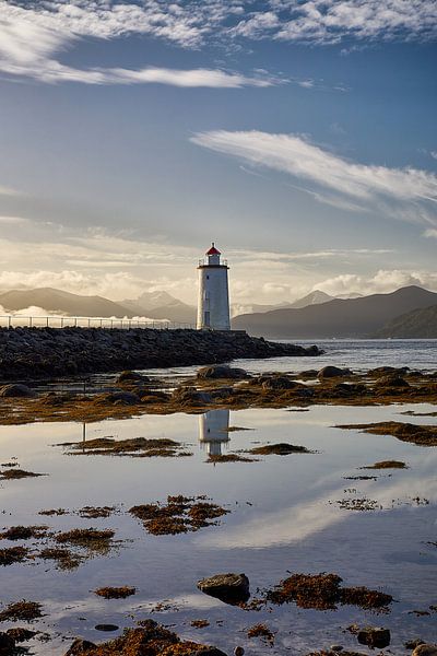 Peaceful morning at the Høgstein lighthouse, Godøy, Norway by qtx