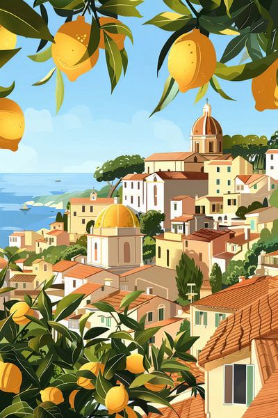 Zitronenparadies am Meer von Poster Art Shop
