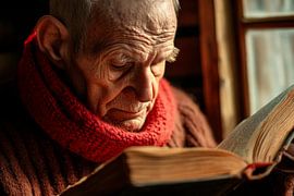 Alter Mann liest in gemütlicher Atmosphäre von Poster Art Shop