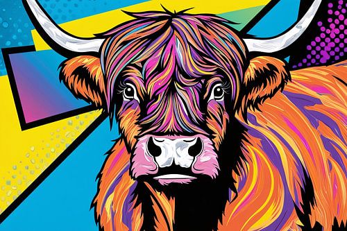 Abstracte kleurrijke hooglander portret