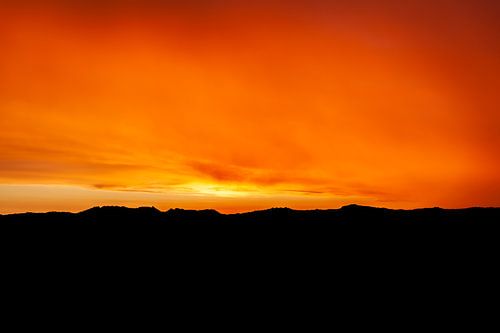 The setting sun over the dunes of Terschelling