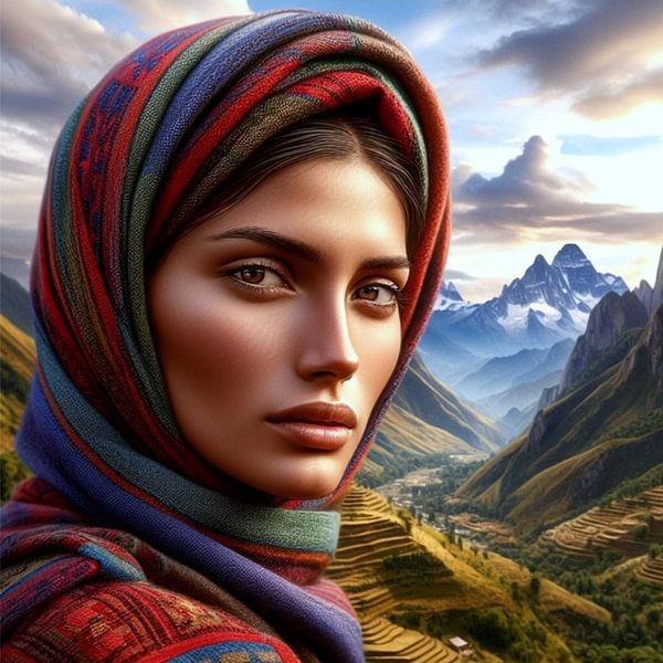 Frau Nordamerika in Landschaft 8 von Yvonne van Huizen