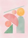 Balans, Abstract roze aquarel van Femke Bender thumbnail