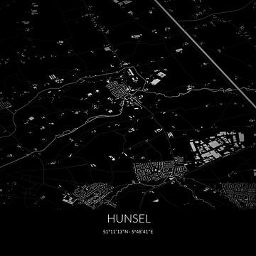 Zwart-witte landkaart van Hunsel, Limburg. van Rezona