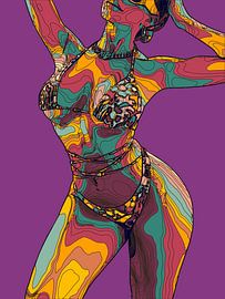 Colorful Abstract Girl Line Art Illustration by 1xMerch