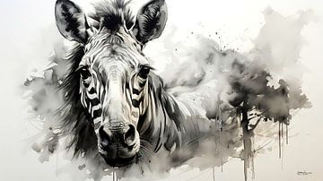 Federzeichnung eines Zebras von Gelissen Artworks