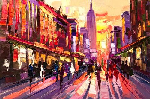 Paysage urbain coloré au coucher du soleil