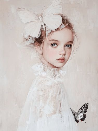 Het vlindermeisje in pastelkleuren