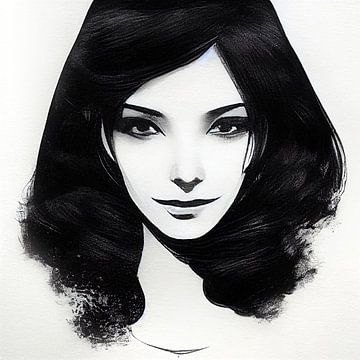 Intrigerend inkt portret van een mysterieuze vrouw. Deel 2 van Maarten Knops