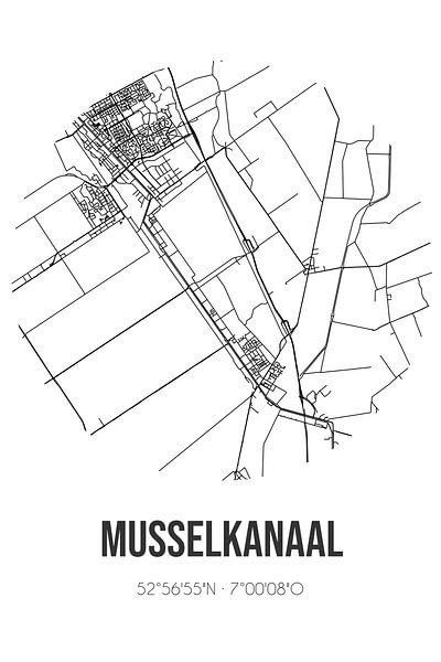 Musselkanaal (Groningen) | Map | Black and White by Prints of Place