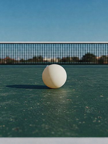 Tafeltennisbal op groen tafelveld