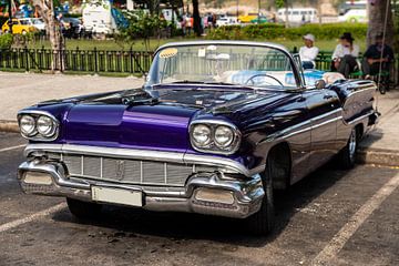 Purple vintage car in old town Havana Cuba by Dieter Walther