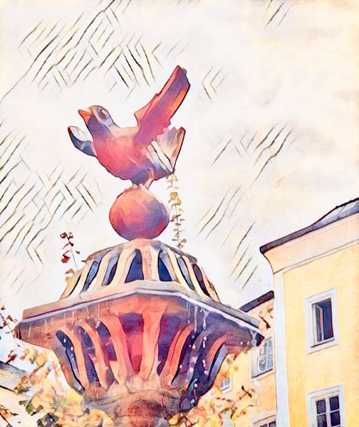 Fonteinen in Hallein, Oostenrijk van zam art