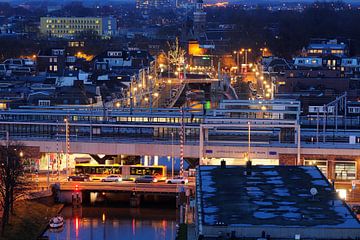 View of Utrecht Vaartsche Rijn station with Oosterkade and Westerkade behind it by Donker Utrecht